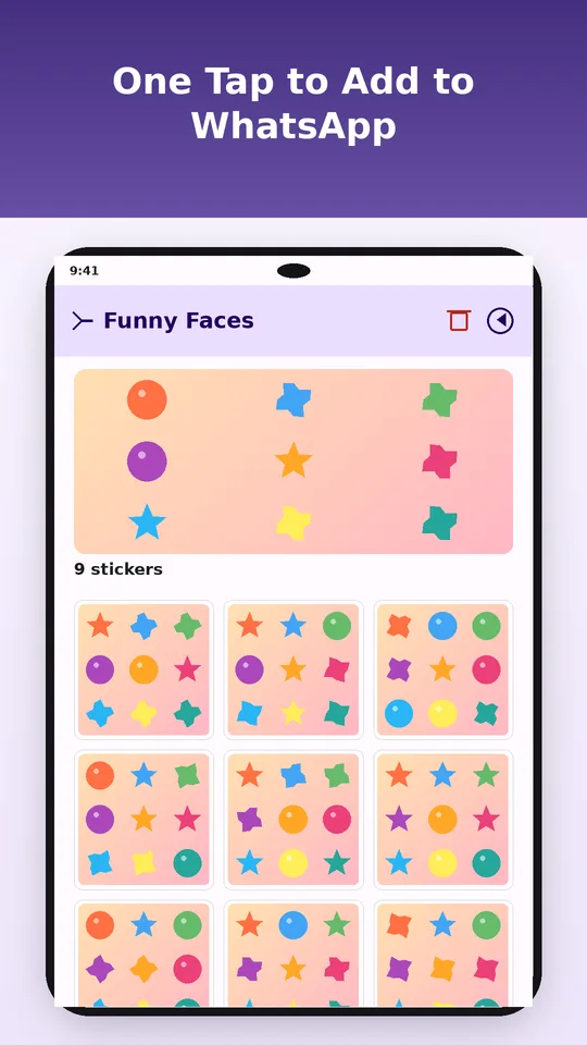 Finished sticker pack with an Add to WhatsApp button